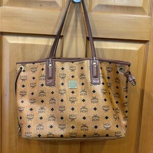 MCM Cognac and Brown Monogram Tote